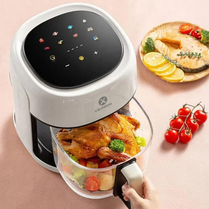 XVersion Air Fryer 4.5L, XVersion Airfryer with Digital Control Panel, Rapid Hot Air Circulation, Clear Window Internal Light Self Timer & 8 Cooking Presets Fry Roast Bake & Reheat