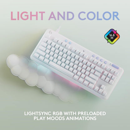 Logitech G713 Wired Mechanical Gaming Keyboard with LIGHTSYNC RGB Lighting, Tactile Switches (GX Brown), and Keyboard Palm Rest, PC and Mac Compatible, White Mist