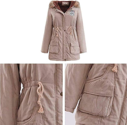 Yudesundo Down Padded Jackets for Women - Parka Winter Wear Overcoat Warm Waist Slim Fit Full Zipped Casual Faux Fur Lined Long Jackets