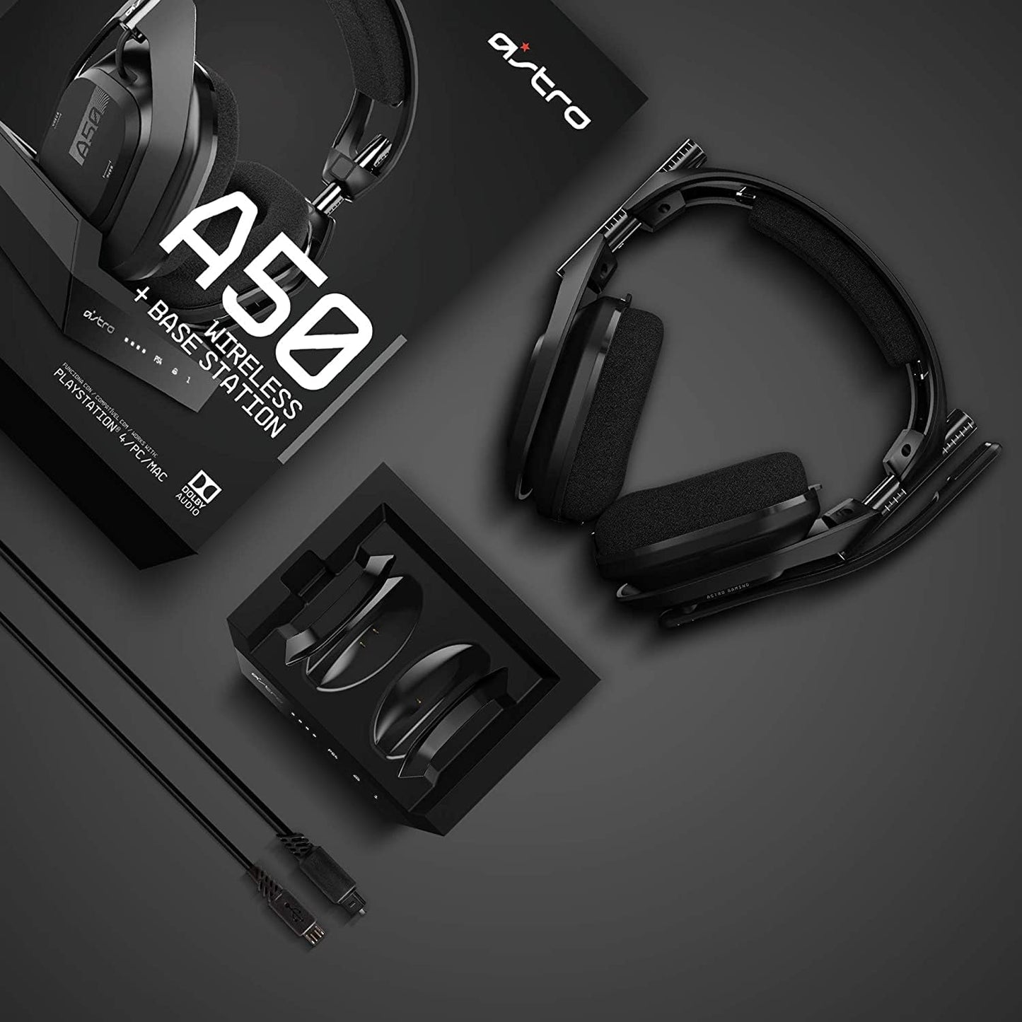 ASTRO Gaming A50 Wireless + Base Station Gen 4 - Compatible with PlayStation® 4, 5, PC - Black/Silver