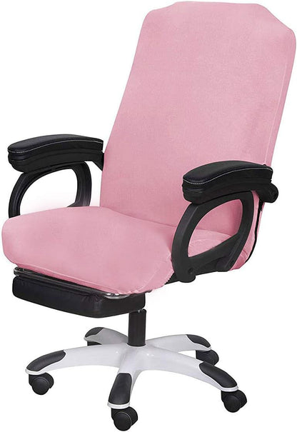 SARAFLORA Polyester Solid Stretch Washable Computer Chair Slipcovers for Universal Rotating for Boss, Office Chair (Large, Black)