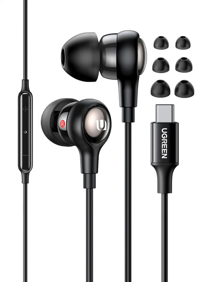 UGREEN In-ear Headphone 3.5mm Wired Earphone with Microphone Headset Stereo Sound Noise Isolating Earphones Compatible with MacBook Pro 2021,iPhone,iPod,iPad,Mac Studio,PS4/ PS5,MP3/4,Android Phone