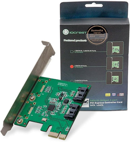 I/O Crest 4 Port SATA III PCI-e 2.0 x1 Controller Card Marvell 9215 Non-Raid with Low Profile Bracket SI-PEX40064