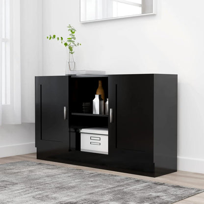 vidaXL Sideboard Storage Cupboard Side Buffet Cabinet Home Organiser Furniture Living Room Bedroom Indoor Decoration Black Engineered Wood