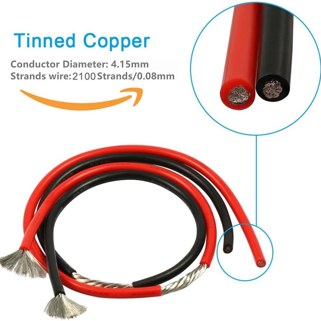 7AWG Silicone Electric Wire Flexible Cable Kit High and Low Temperature Resistant 2100 Strands 0.08mm Tinned Copper Wire for DIY, Home Appliances, RC Aircraft Car Battery etc.