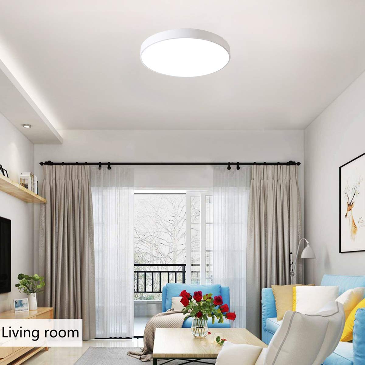 Ganeed Modern 38W Ultra-thin LED Ceiling Light, 40cm Super Bright Flush Mount Ceiling Light Fixture, 6500K Cool White Round Ceiling Lamp for Bedroom Living Dining Room Kitchen Office