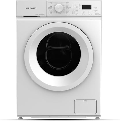 KROME 6Kg 1000 RPM Front Load Washing Machine,LED Display with Universal Motor, 5 Star Energy Efficient, 16 Wash Programs with Variable Temperature Setting, 5 Year Motor Warranty Titanium - KR-WFL60SS