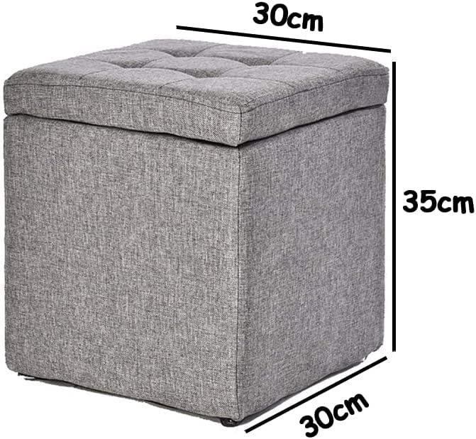 HOMETASTE Ottoman Storage Stool Cube - Multi-functional Bench Seat with Padded Memory Foam, Lid, & Stylish Square Chest Design for Home Living Room, Bedroom, Hallway, Shop, Office (Grey)