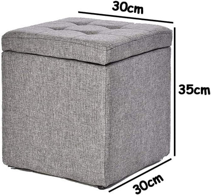 HOMETASTE Ottoman Storage Stool Cube - Multi-functional Bench Seat with Padded Memory Foam, Lid, & Stylish Square Chest Design for Home Living Room, Bedroom, Hallway, Shop, Office (Grey)