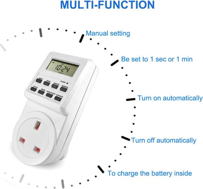 Plug Timer, LCD Display 10 Programmable Switching Programs 24 Hours & 7 Days Energy Saving Timer, Electrical Timer Socket for Lights and Home Appliances(2 pack)