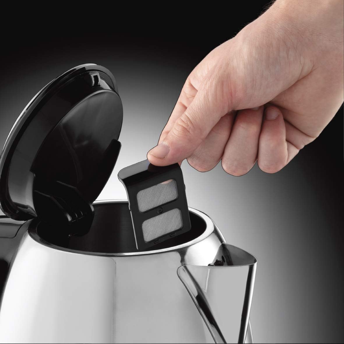 Russell Hobbs Victory Compact Electric Kettle 1L Capacity 2400W, Rapid Boil, Perfect Pour Spout, Quiet Boil, Stainless Steel, Removable Filter, Perfect for Home & Office use - 24990 (Silver)