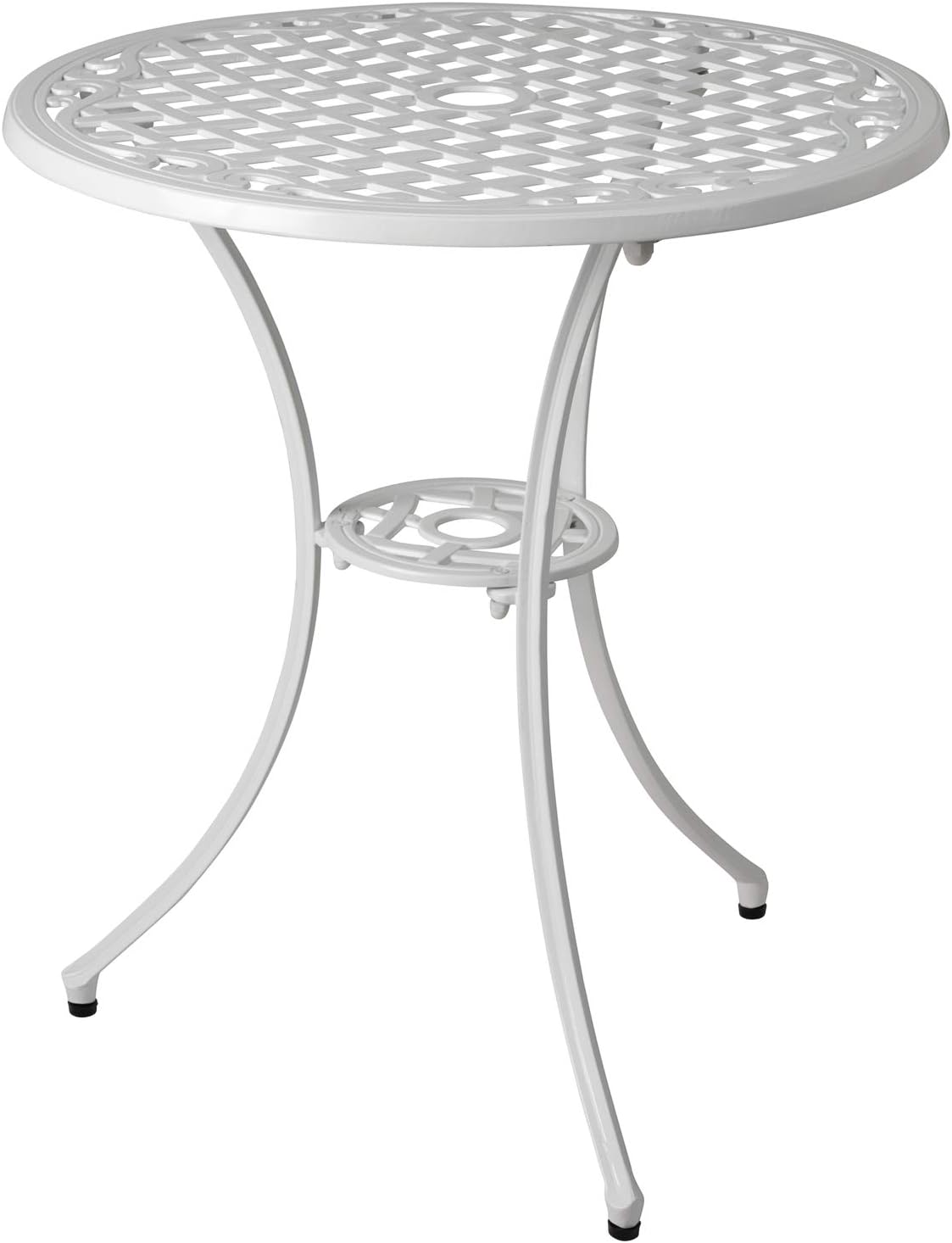 Balkene Home 63289 Palisade Bistro Set with 24" Dia. Round Table & 2 Chairs, Cast Aluminum Construction Lightweight for Easy Mobility 3-Piece Bistro Set - Gloss White Finish