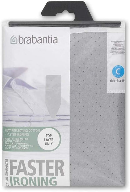 Brabantia 216800 Metallised Silver Ironing Board Cover With 2 Mm Foam, L 110 X W 30 Cm, Size A