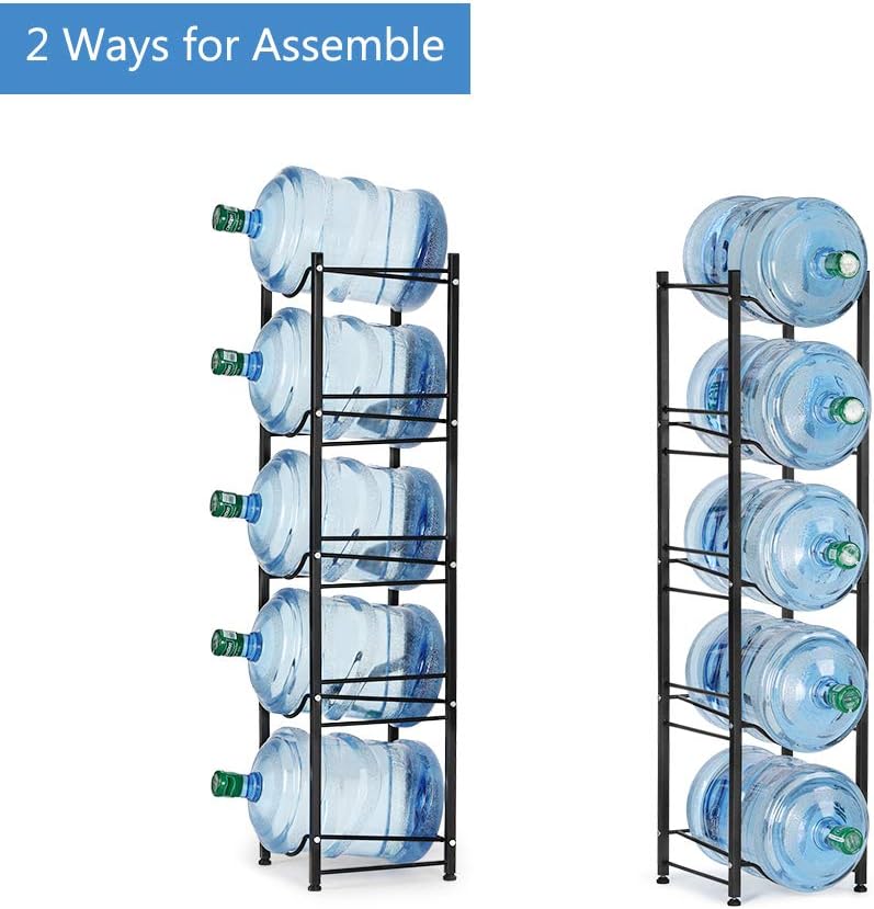 ECVV IBAMA 5-Tier Water Cooler Jug Rack - 5 Gallon Water Bottle Storage Rack Jug Holder - Heavy Duty Bottle Buddy with Floor Protection for Kitchen Office Home | ASSORTED |