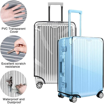 Homarket 1PCS Clear PVC Suitcase Cover Protectors, Travel Luggage Trolley Case Cover for 18"20"24"26"28" 30"32", Transparent Travel Luggage Cover Waterproof Dust-Proof Scratchproof