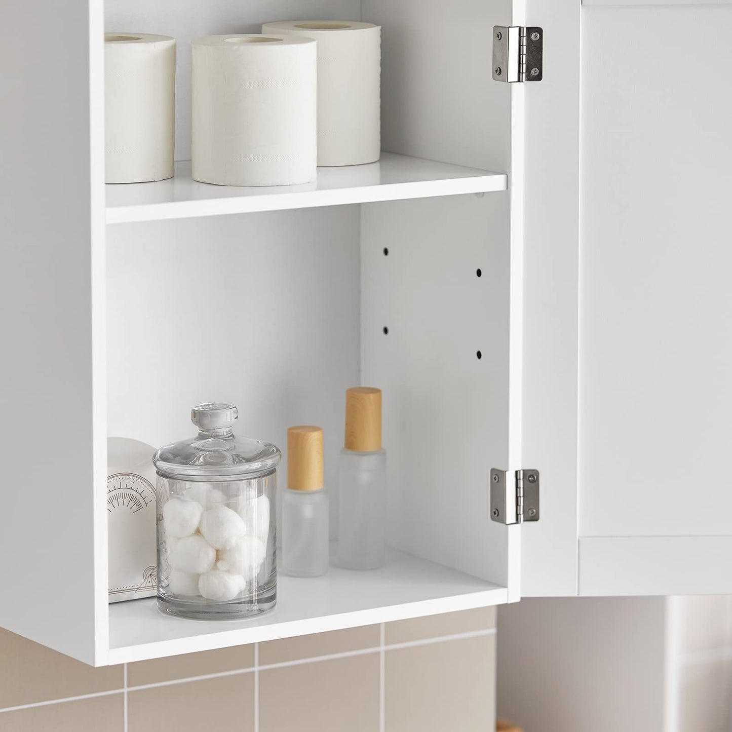 SoBuy (UAE STOCK) SoBuy BZR19-W, White Wall Mounted Single Door Bathroom Cabinet