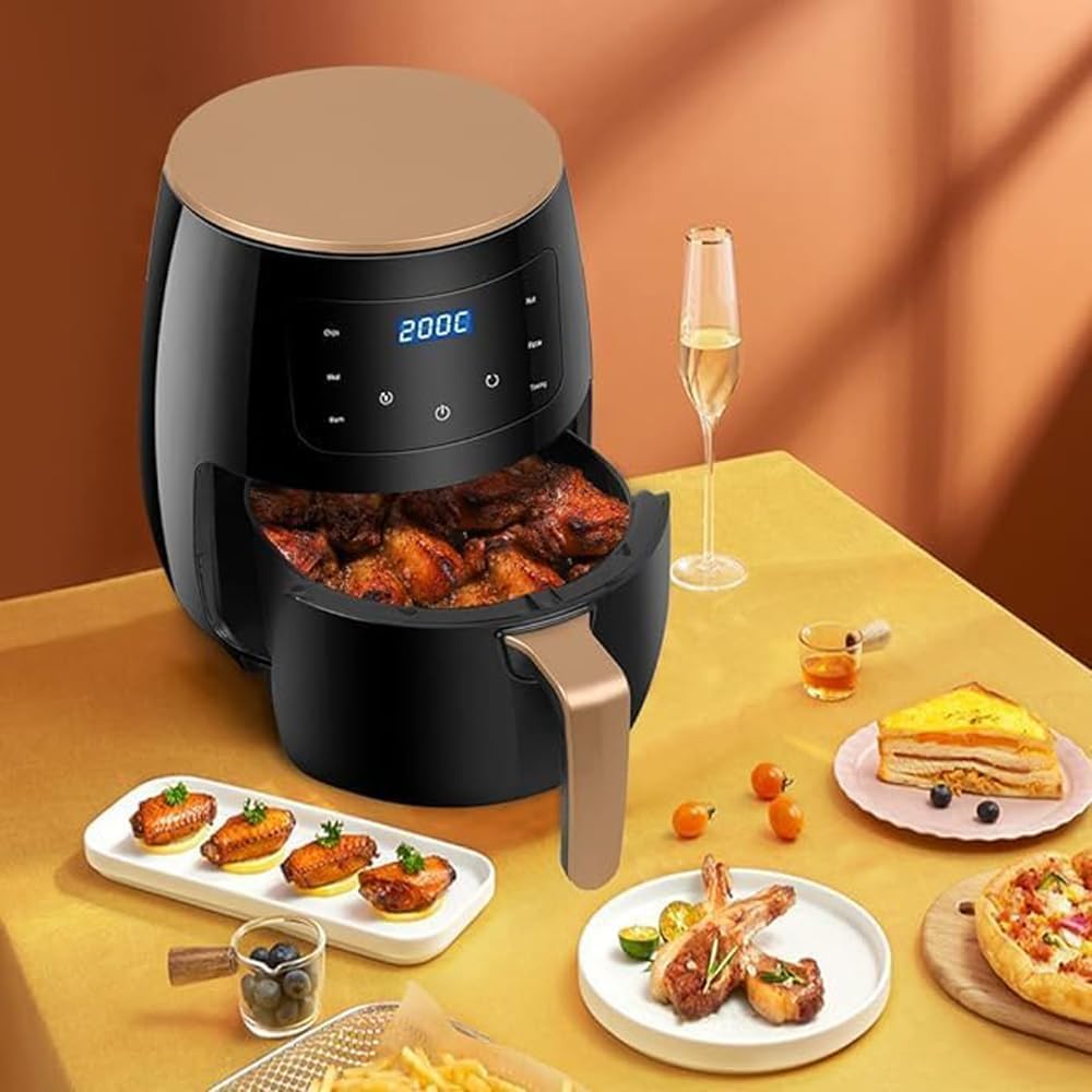 AirFryer Air Fryers 8 Pre-set Programs, Temperature & Time Control, Hot Air Circulation Intelligent touch panel，Best for Frying, Grilling, 6 Liters, 2400 Watts, 220V Black