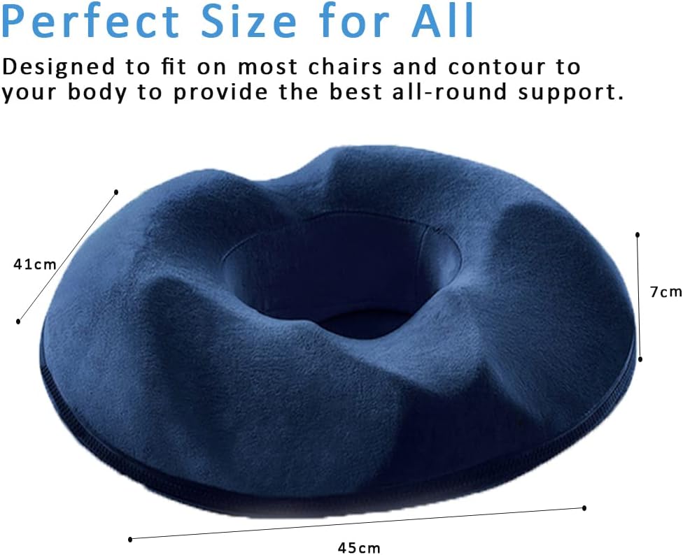 Gluckluz Memory Foam Seat Cushion Massage Donut Pillow Anti Hemorrhoids Hip Push Up Yoga Orthopedic Comfort Tailbone Pillow Car Office Chair Pad (Blue)