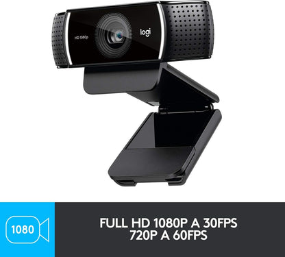 Logitech C922 Pro Stream Webcam 1080P Camera for HD Video Streaming & Recording 720P at 60Fps with Tripod Included