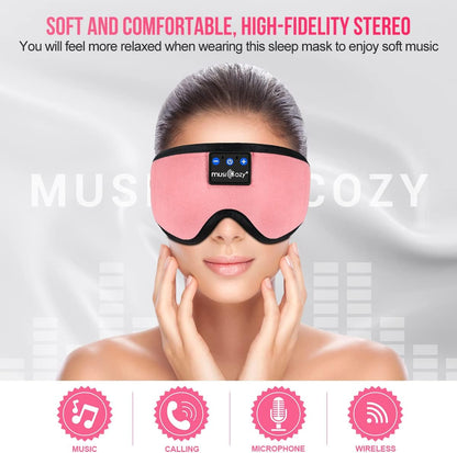 MUSICOZY Sleep Headphones Bluetooth Sleep Mask 3D Wireless Music Sleeping Headphones Headband Eye Mask Sleep Earbuds for Side Sleepers Mom Men Women with Speakers Cool Tech Gadgets Gifts