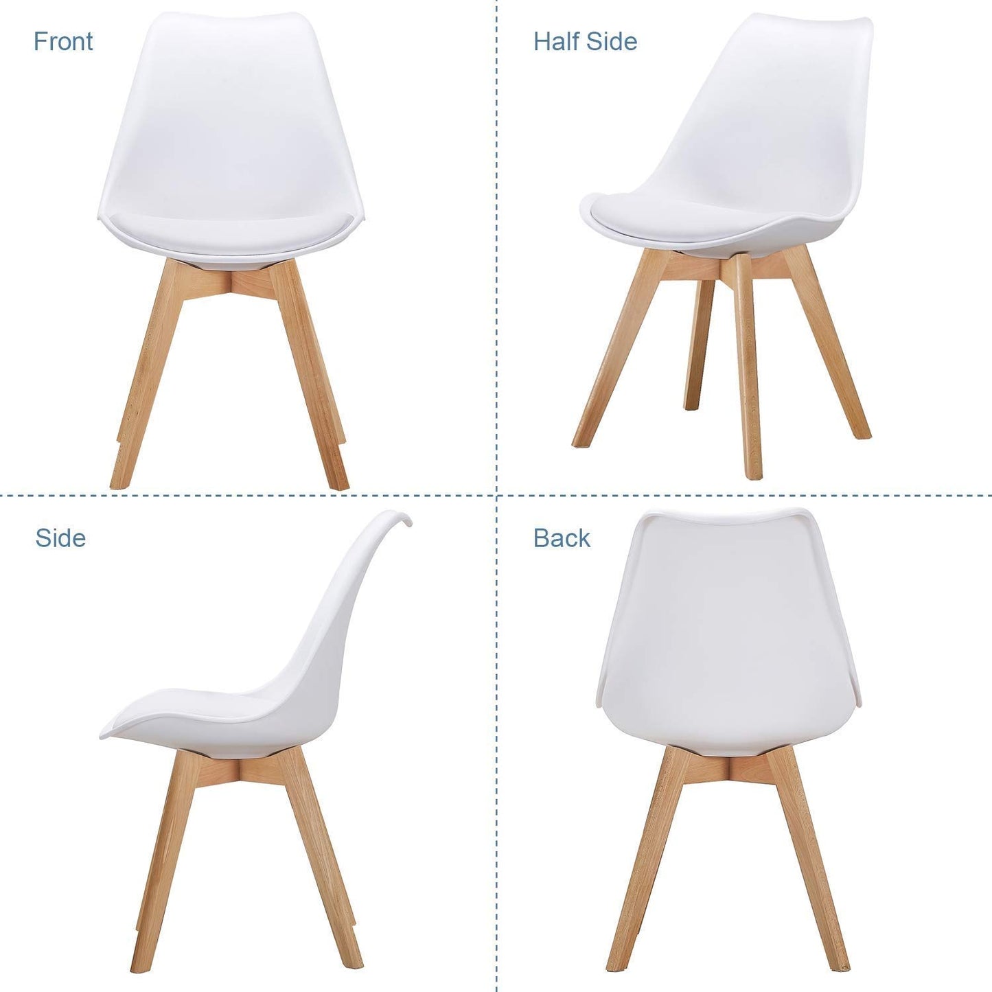 Mahmayi Dining Chairs Set of 1, Modern Mid Century Classic Style Molded Plastic Side Dining Chair with Natural Wood Leg, Heavy Duty for Dining Room (Set of 1)