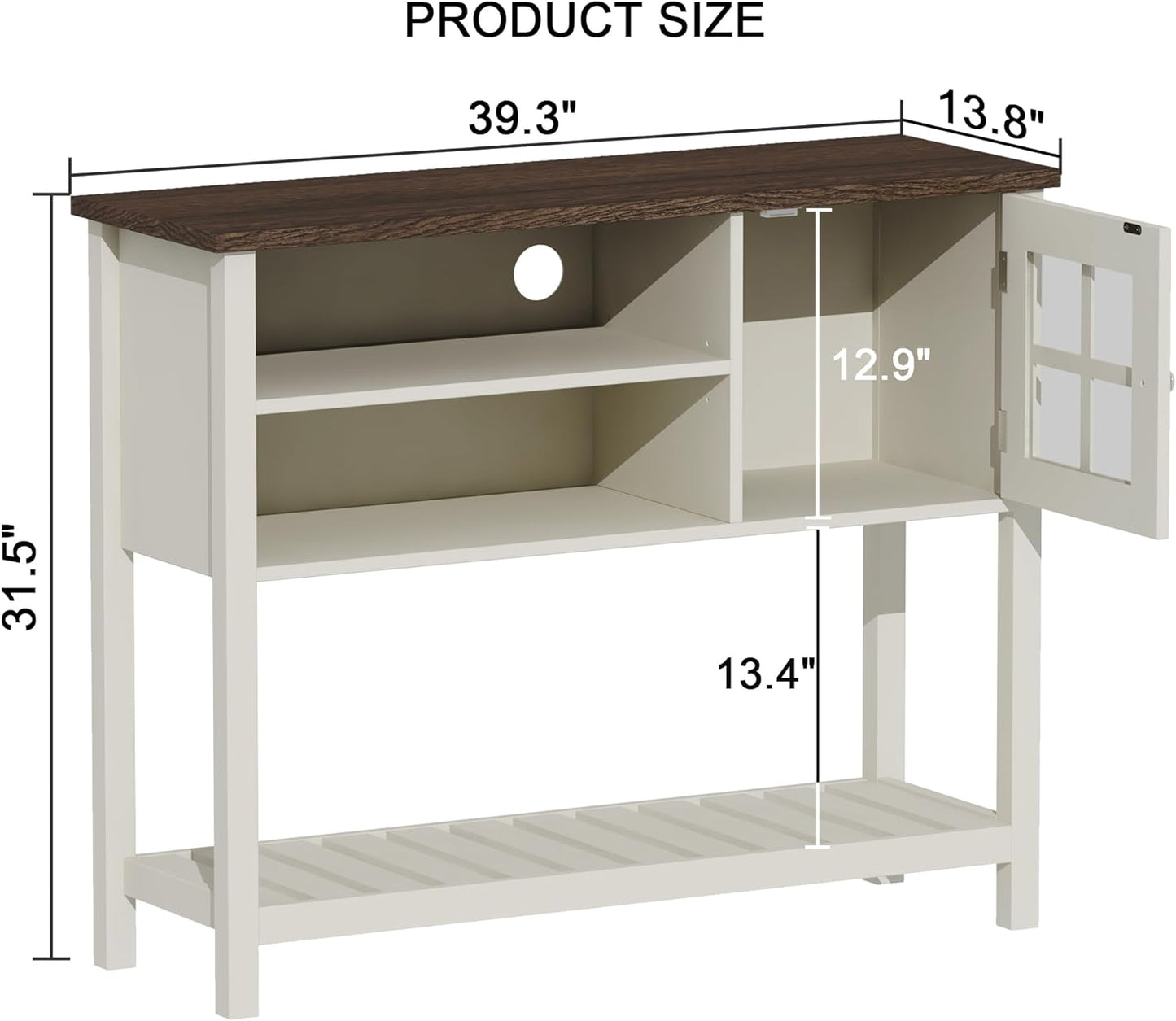 ChooChoo Farmhouse Coffee Bar Cabinet, Buffet Cabinet with Storage, Sideboard Buffet Cabinet with Glass Door, Console Table for Kitchen, Hallway, Entrance, White