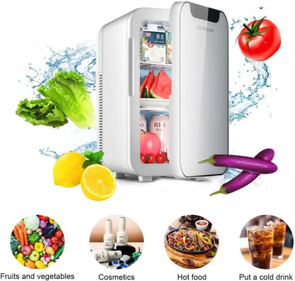 8L Mini Fridge, Travel Refrigerator with AC/DC Portable Thermoelectric Cooler and Warmer, Portable Personal Refrigerator for Food, Drinks, Skincare, Medications, Great for Office, Bedroom, Dorm, Car