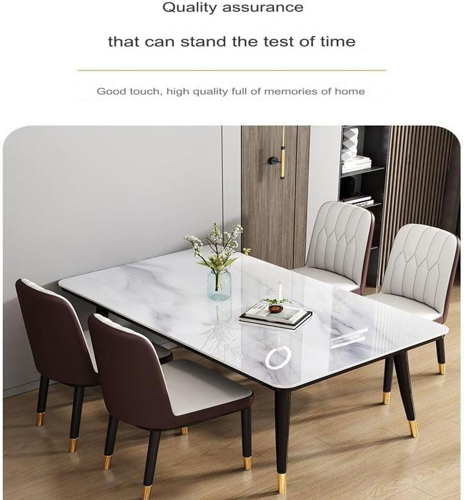 C&C Home Modern Multipurpose Industrial Standard Rectangle Sintered Stone Dining Table and 4 Concave Curve Chair Set for Kitchen Restroom 120 x 60 x 75 and 40 x 42 x 86 Centimeter.