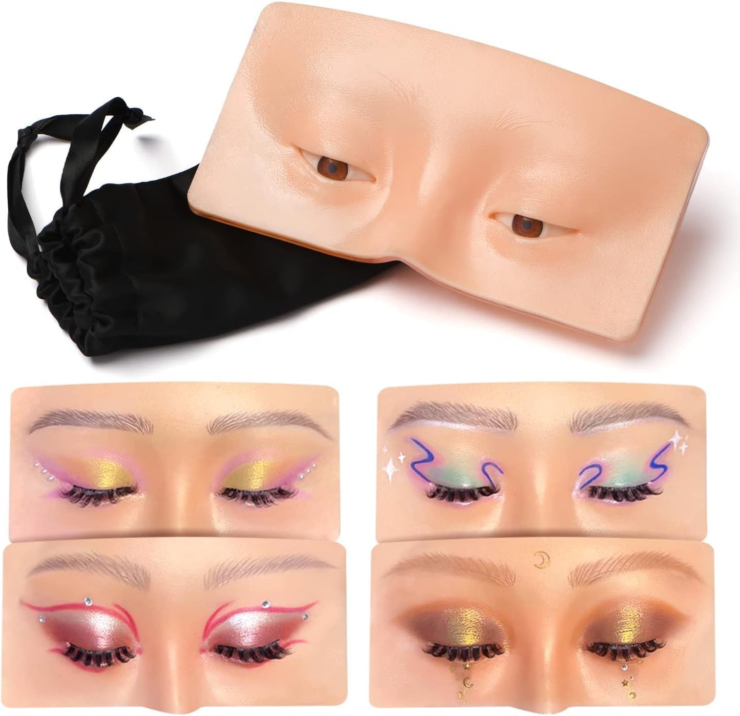 Makeup Practice Face Board 3D Realistic Pad for Makeup Artist Board Makeup Practice, Eyeshadow Eyeliner Eyebrow Lash mapping Realistic Face Skin Eye Make up Practice Model for Makeup Starter