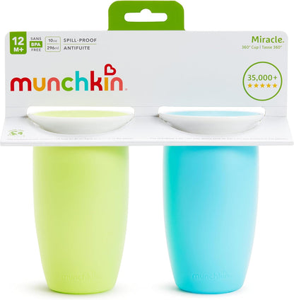 Munchkin Miracle 360 Sippy Cup, Green/Blue, 10 Oz, 2 Count