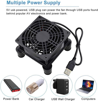 GDSTIME Dual 120mm 5V USB Fans, 102CFM Big Airflow Fan Cooling for Router TV Box Micro Computer and Other Electronics