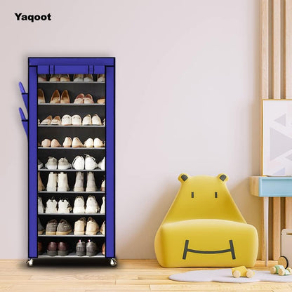 YAQOOT™ 10 Tiers Shoe Rack Storage Box for 27 Pairs, Foldable Shoe Rack, Foldable Shoes Organizer Cover, Shoe Cover Rack, Portable Shoe Storage Cabinet 158cm X 60cm X 30cm