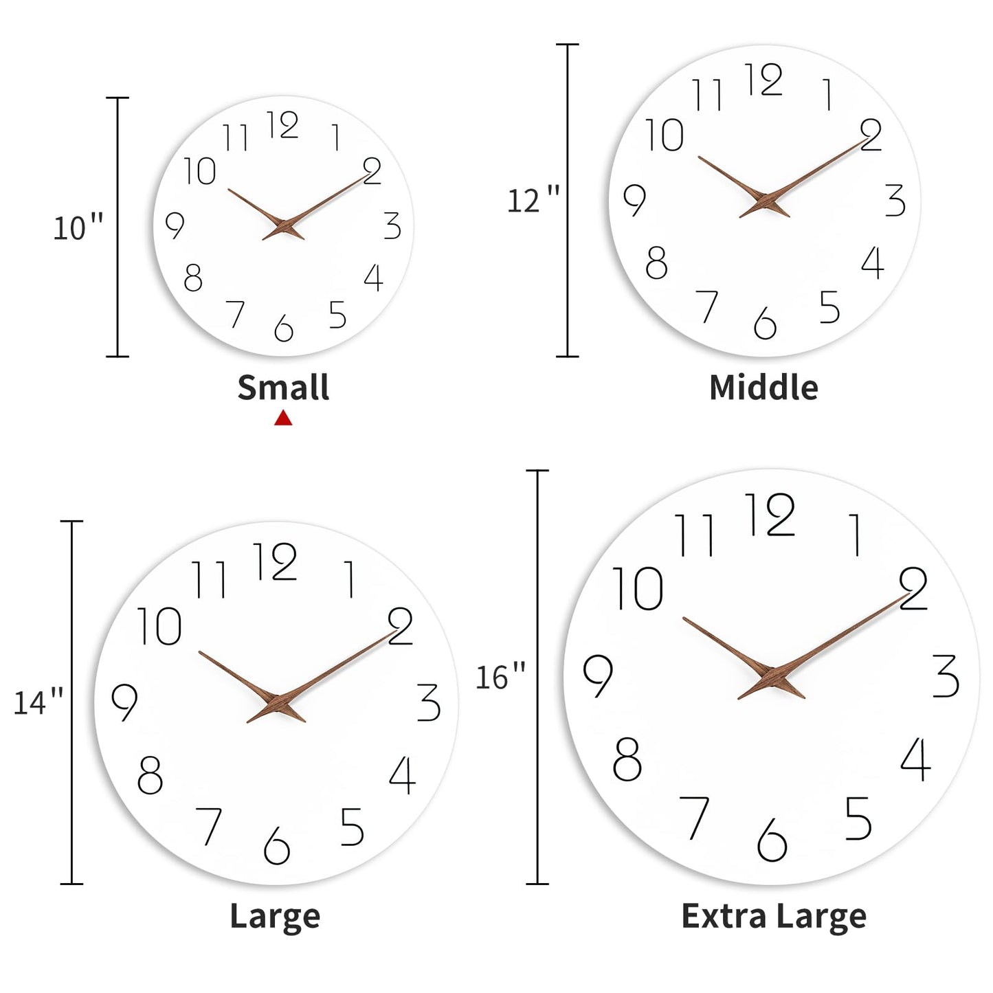 Mosewa Wall Clock 12 Inch Silent Non Ticking Wood Wall Clocks Battery Operated - Wooden White Modern Office Simple Minimalist Clock Decorative for Kitchen,Home,Bathroom,Living Room(12" White)