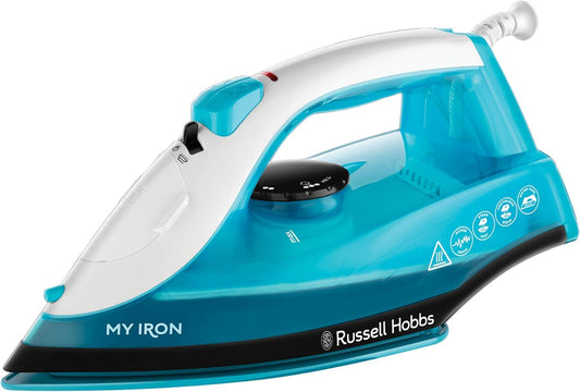 Russell Hobbs (25580) My Iron Steam Iron - 1800W, Ceramic Soleplate, 260ml Tank, 2m Cord, Self-Clean, Blue/White - 1-Year Warranty