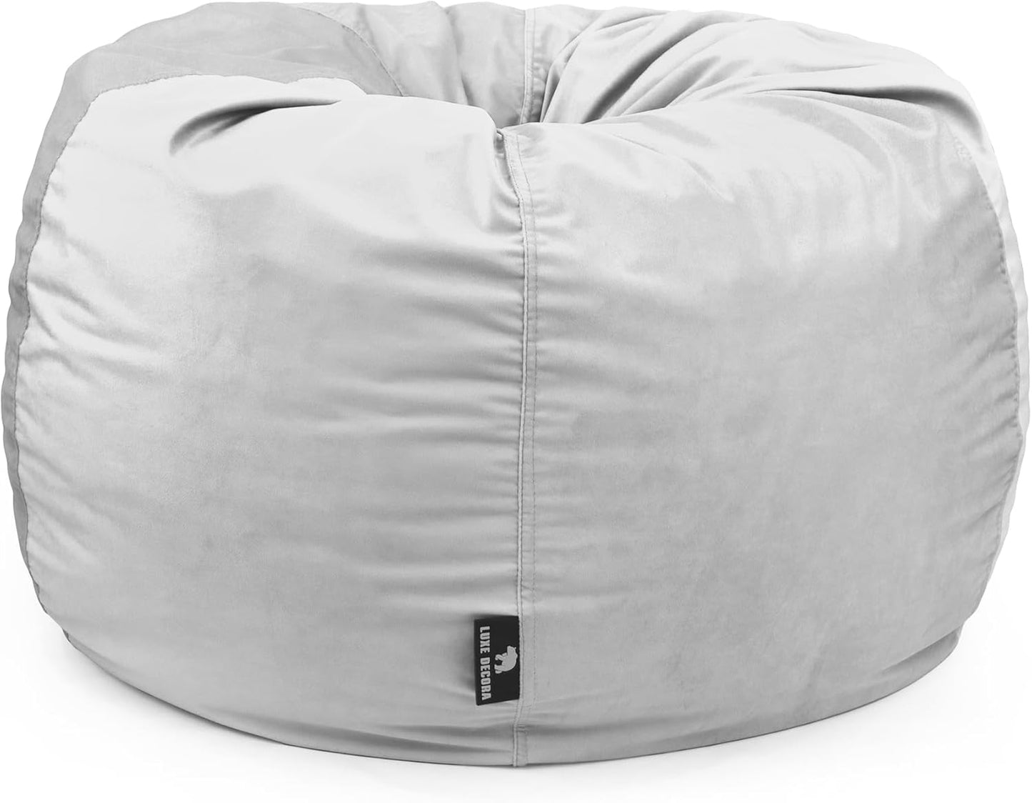 Luxe Decora Nest Soft Suede Bean Bag with Removable Layer | Washable | Perfect for Indoor Relaxation | Kids & Adults | Soft Velvet Finish | Filled with Polystyrene Beads (Black, Large)