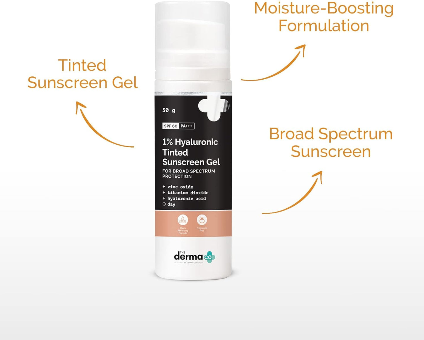 The Derma Co 1% Hyaluronic Tinted Sunscreen Gel for Broad Spectrum Protection - 50g