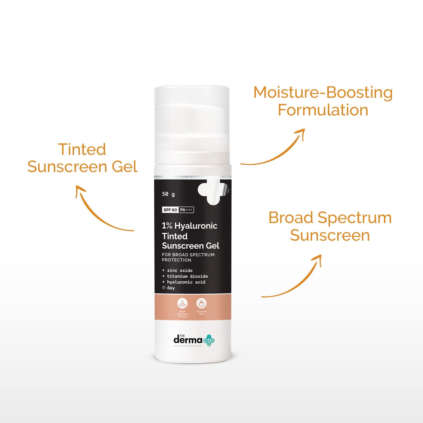 The Derma Co 1% Hyaluronic Tinted Sunscreen Gel for Broad Spectrum Protection - 50g