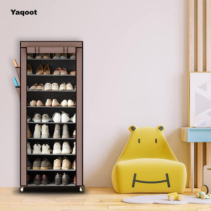 YAQOOT™ 10 Tiers Shoe Rack Storage Box for 27 Pairs, Foldable Shoe Rack, Foldable Shoes Organizer Cover, Shoe Cover Rack, Portable Shoe Storage Cabinet 158cm X 60cm X 30cm