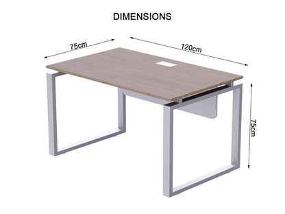 Mahmayi Carre Modern Workstation- Office Furniture with Steel Square Metal Legs, Silver Modesty Panel, Wood 3 Drawer Mobile Storage Unit, Tempered Glass Top for Office Executives, Home (140CM, White)