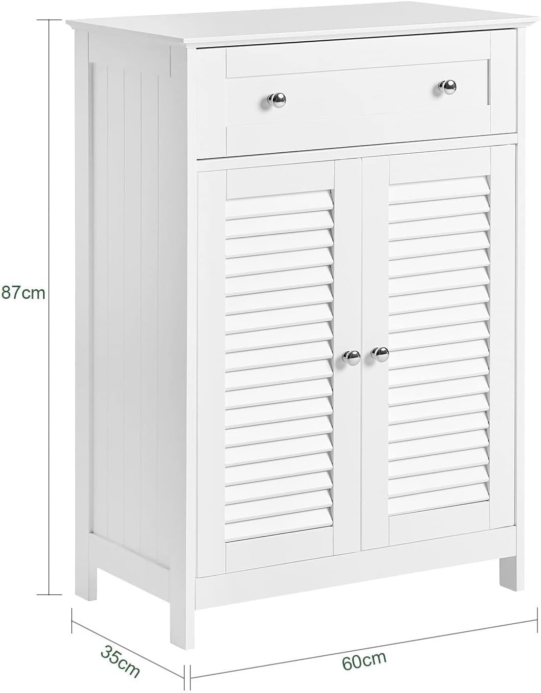 SoBuy FRG238-W Bathroom Storage Cabinet,Floor Cabinet Cupboard Sideboard with Drawer and Doors