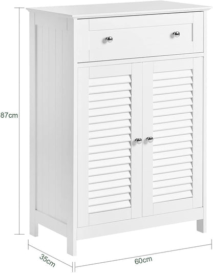 SoBuy FRG238-W Bathroom Storage Cabinet,Floor Cabinet Cupboard Sideboard with Drawer and Doors