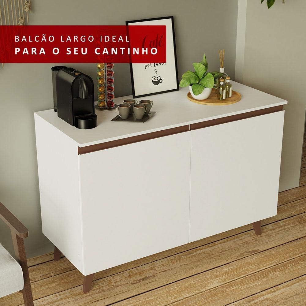 MADESA Coffee Table Sideboard with 2 Doors for Kitchen, Wood - 120 W x 83 H x 52 D Cm - White