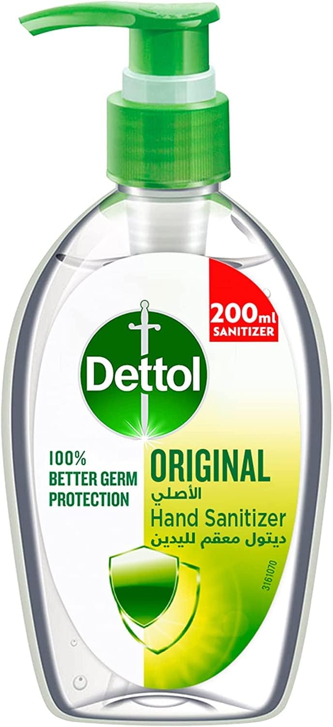 Dettol Hand Sanitizer Original for 100% Better Germ Protection & Personal Hygiene, 200ml