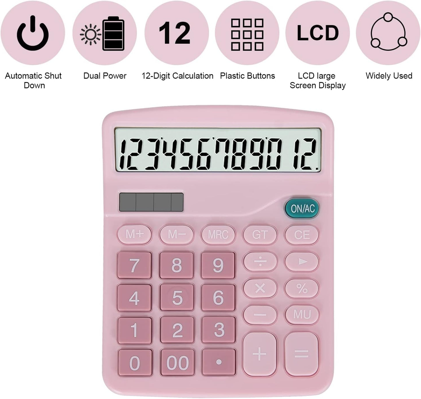 EooCoo Basic Standard Calculator 12 Digit Desktop Calculator with Large LCD Display for Office, School, Home & Business Use, Modern Design - Green