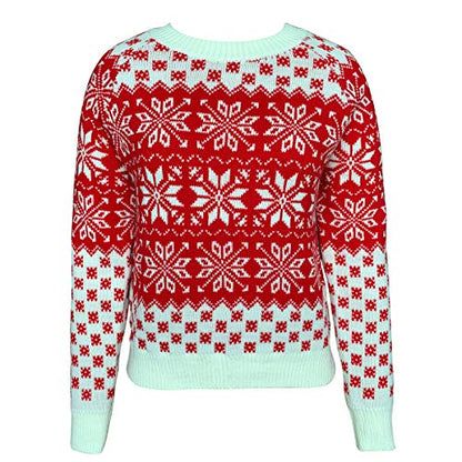 Women Sweater Christmas Oversized Pullover Sweaters Reindeer Snowflake Graphic Long Sleeve Crew Neck Knit Tops