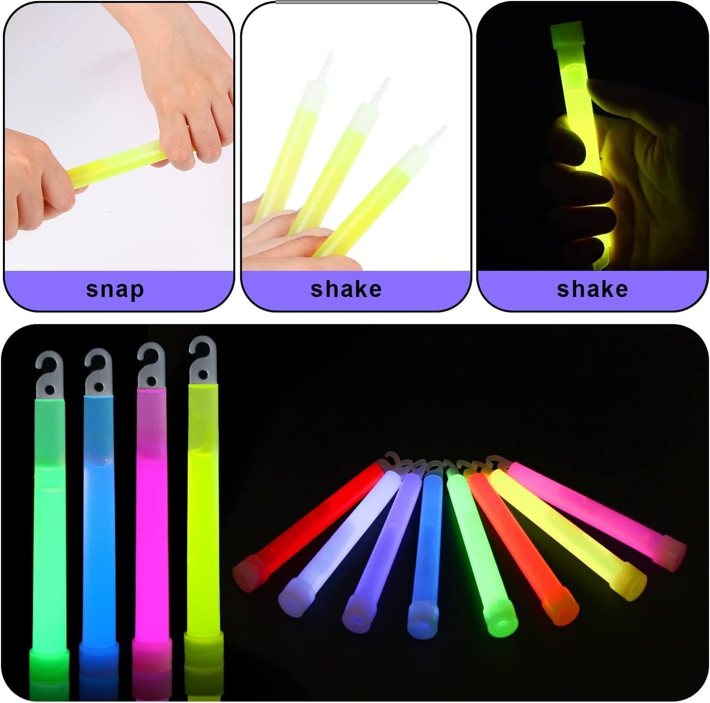 Mumoo Bear 200PCS Glow Sticks, Glowsticks Party Packs, Party Bag Fillers with Bracelet Connectors, Premium Glow Neon Necklaces for Kids Dark Party Supplies,Wedding,Festival