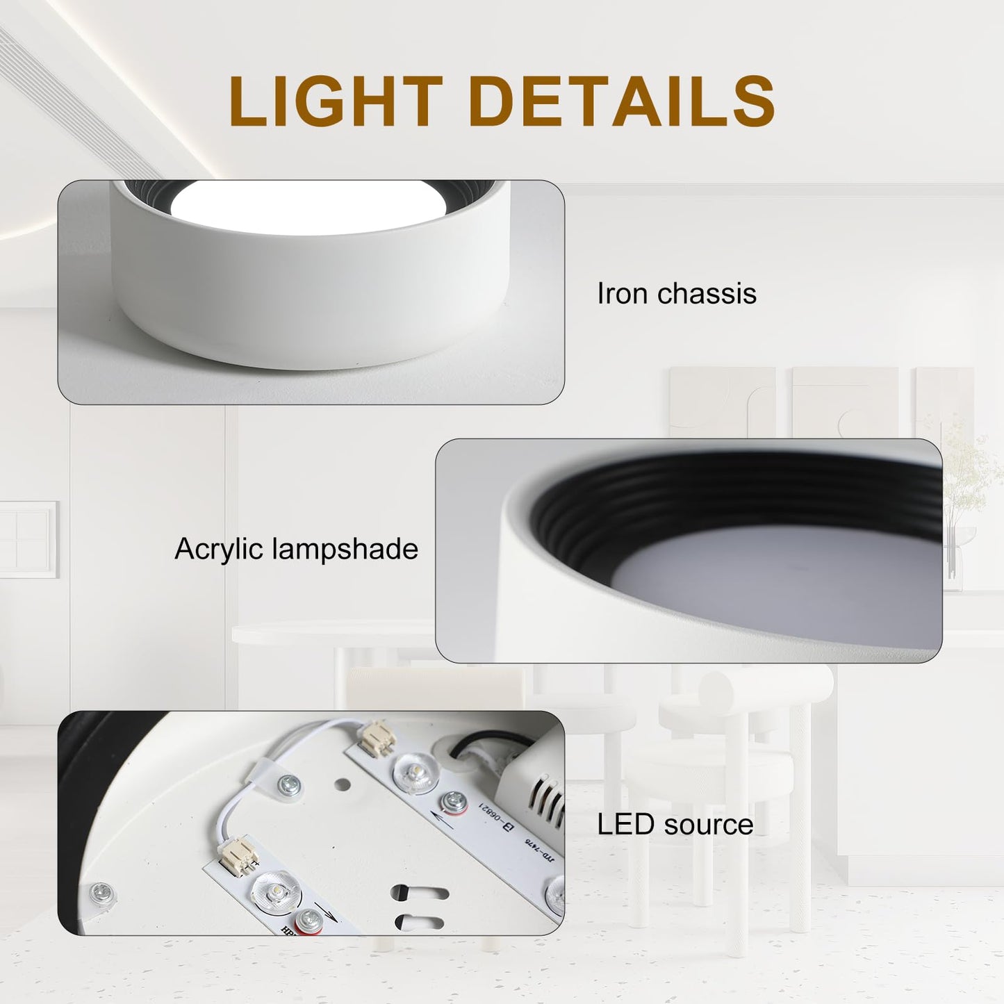 Garwarm LED Ceiling Light, High Brightness Long Ceiling Lamps,6000K Cool White Modern Ultra Thin Low Profile Light Fixture for Office Living Room Bedroom Kitchen Study Room Hallway, White/20W/ 40cm