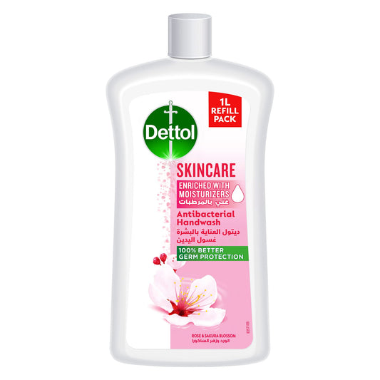 Dettol Skincare Handwash Liquid Soap Refill Rose & Sakura Blossom Fragrance 1Litre