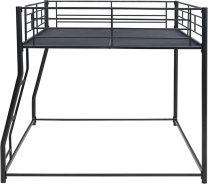 Lostcat Full XL Over Queen Bunk Beds for Adults, Heavy-Duty Metal Bunk Bed for Boys Girls Teens Bedroom Dormitory,Can be Divided into Two Beds, Storage Space, Noise Free, Easy Assembly, Black