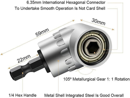 Impact Grade Power Hand Tools Driver Sockets Adapter Extension Set,3pc Hex Shank Drill Nut Driver Bit Set+(Gift) Right Angle Drill,105 Degree Right Angle Driver Extension Screwdriver Drill Attachment